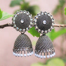 H K Fashion Oxidised Plated  Austrian Stone  Jhumki Earrings