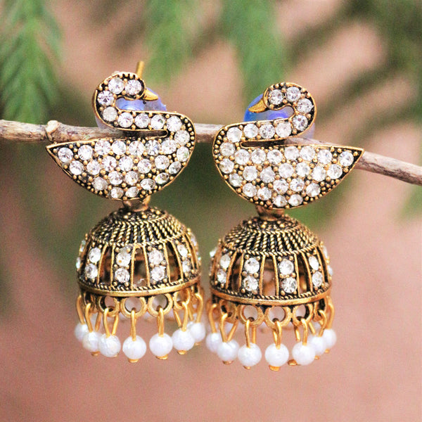 H K Fashion Gold Plated  Austrian Stone Jhumki Earrings