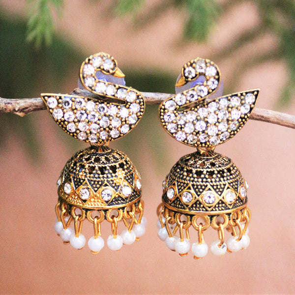H K Fashion Gold Plated  Austrian Stone Jhumki Earrings