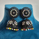H K Fashion Black  Plated Austrian  Stone And Pearls Jhumki Earrings