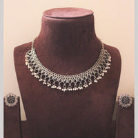 H K Fashion Silver Plated Pota Stone Necklace Set