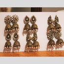 HK Fashion Gold Plated Multi Colors Jhumki Earrings Combo