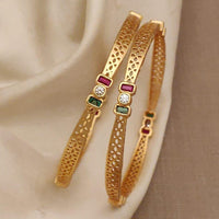 H K Fashion Premium Quality Dailywear Studded Microgold Bangles