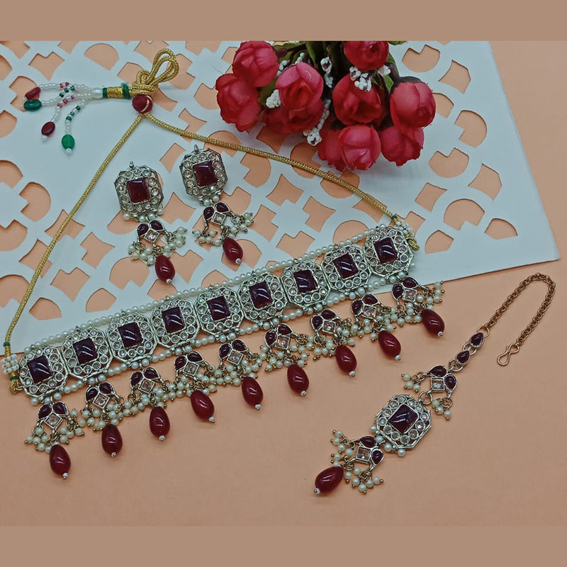 India Art Mehndi Polish Austrian Stone Choker Necklace Set