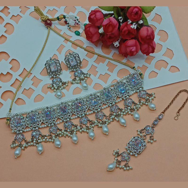 India Art Mehndi Polish Austrian Stone Choker Necklace Set