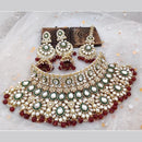India Art Gold Plated Kundan and Beads Necklace Set