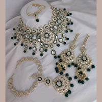India Art Gold Plated Kundan and Beads Necklace Set
