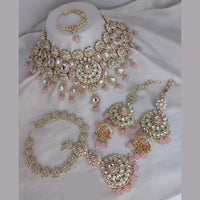 India Art Gold Plated Kundan and Beads Necklace Set