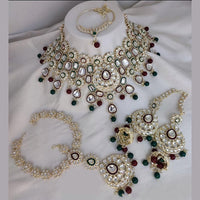 India Art Gold Plated Kundan and Beads Necklace Set