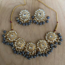 India Art Gold Plated Kundan Stone And Beads Necklace Set