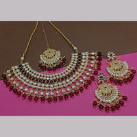India Art Gold Plated Kundan Stone And Pearls Necklace Set