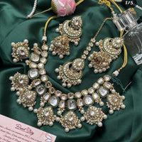 India Art Gold Plated Kundan Stone And Pearls Necklace Set