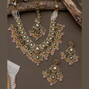 India Art Gold Plated Kundan Stone And Beads Necklace Set