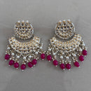 India Art Gold Plated Kundan Stone And Beads Dangler Earrings