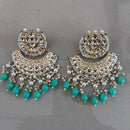 India Art Gold Plated Kundan Stone And Beads Dangler Earrings