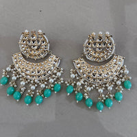 India Art Gold Plated Kundan Stone And Beads Dangler Earrings