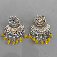 India Art Gold Plated Kundan Stone And Beads Dangler Earrings