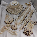 India Art Gold Plated Kundan Stone And Beads Bridal Set