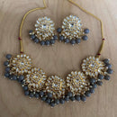 India Art Gold Plated Crystal Stone And Beads Necklace Set