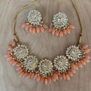 India Art Gold Plated Crystal Stone And Beads Necklace Set