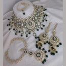 India Art Gold Plated Kundan Stone And Meenakari Semi Bridal Necklace Set