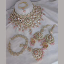 India Art Gold Plated Kundan Stone And Meenakari Semi Bridal Necklace Set