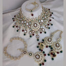 India Art Gold Plated Kundan Stone And Meenakari Semi Bridal Necklace Set