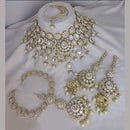 India Art Gold Plated Kundan Stone And Meenakari Semi Bridal Necklace Set
