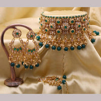 India Art Gold Plated Crystal Stone And Beads Choker Necklace Set