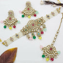 India Art Gold Plated  Kundan & Beads Traditional Bridal Jewelry  Choker Necklace Set