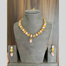 India Art Gold Plated Pota Stone And Beads Necklace Set