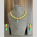 India Art Gold Plated Pota Stone And Beads Necklace Set