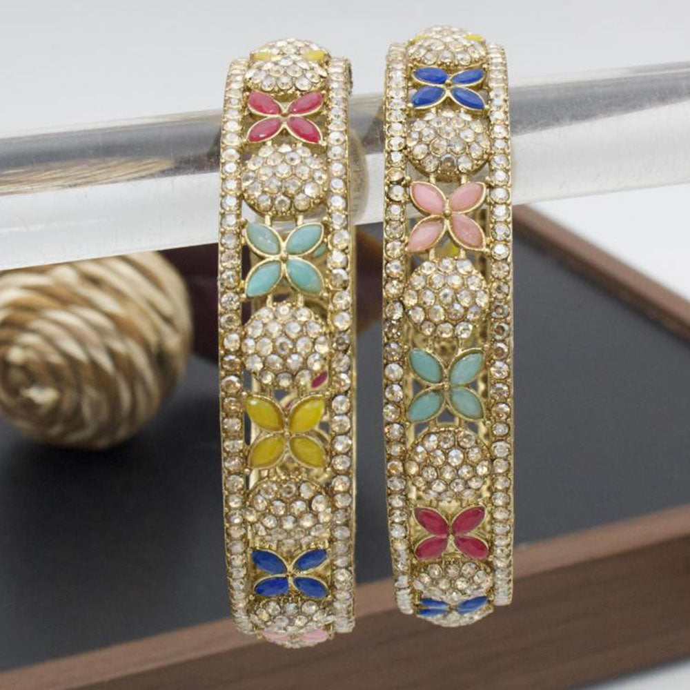 India Art Gold Plated Crystal And Austrian Stone Bangles Set