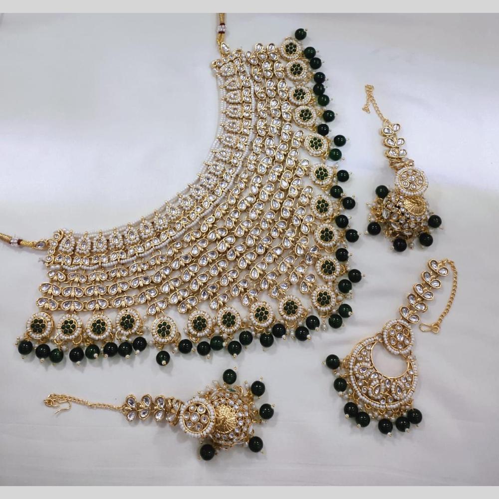 India Art Gold Plated  Kundan Stone And Beads  Necklace Set
