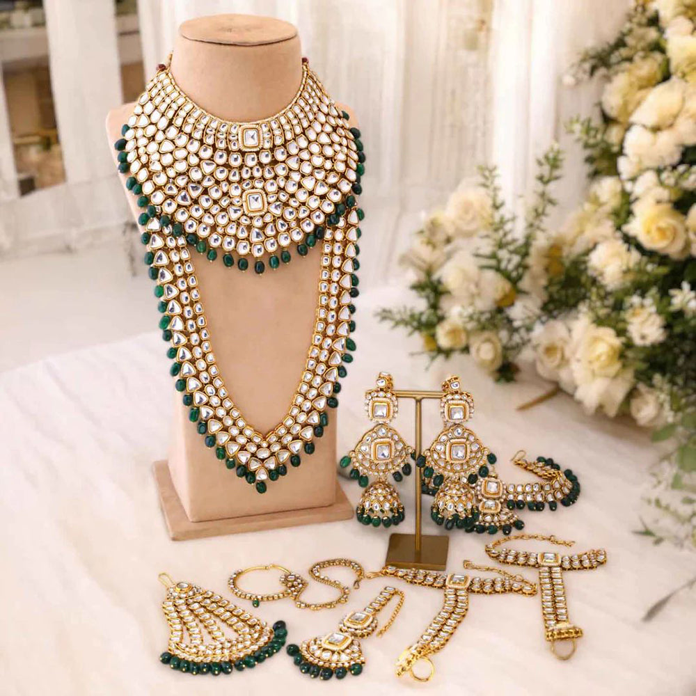 India Art Designer Kundan Stone And Beads Heavy Bridal Set