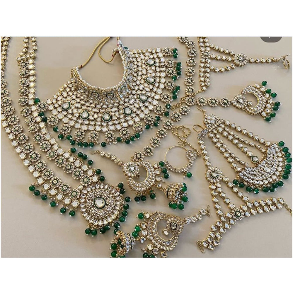 India Art Designer Kundan Stone And Beads Heavy Bridal Set