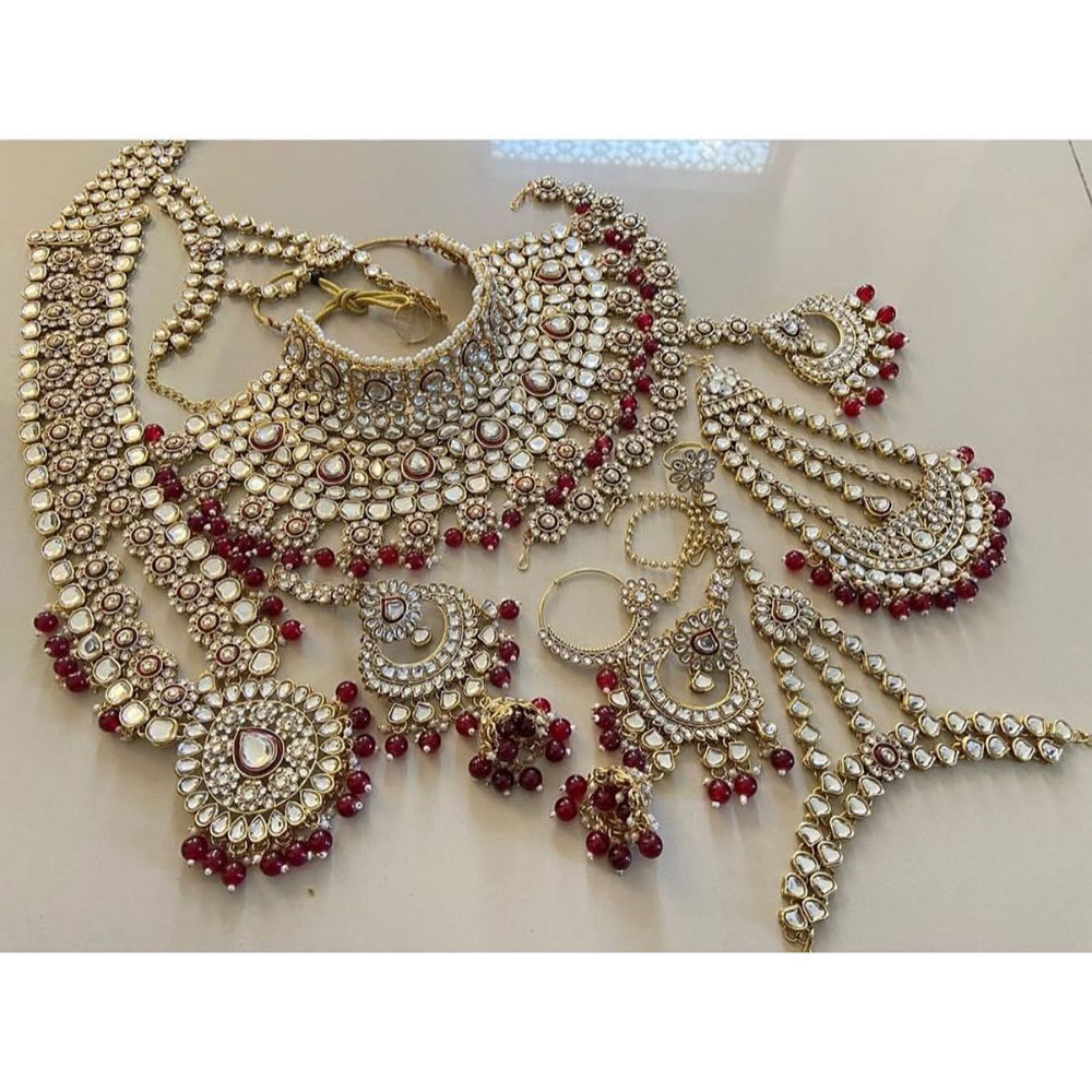 India Art Designer Kundan Stone And Beads Heavy Bridal Set