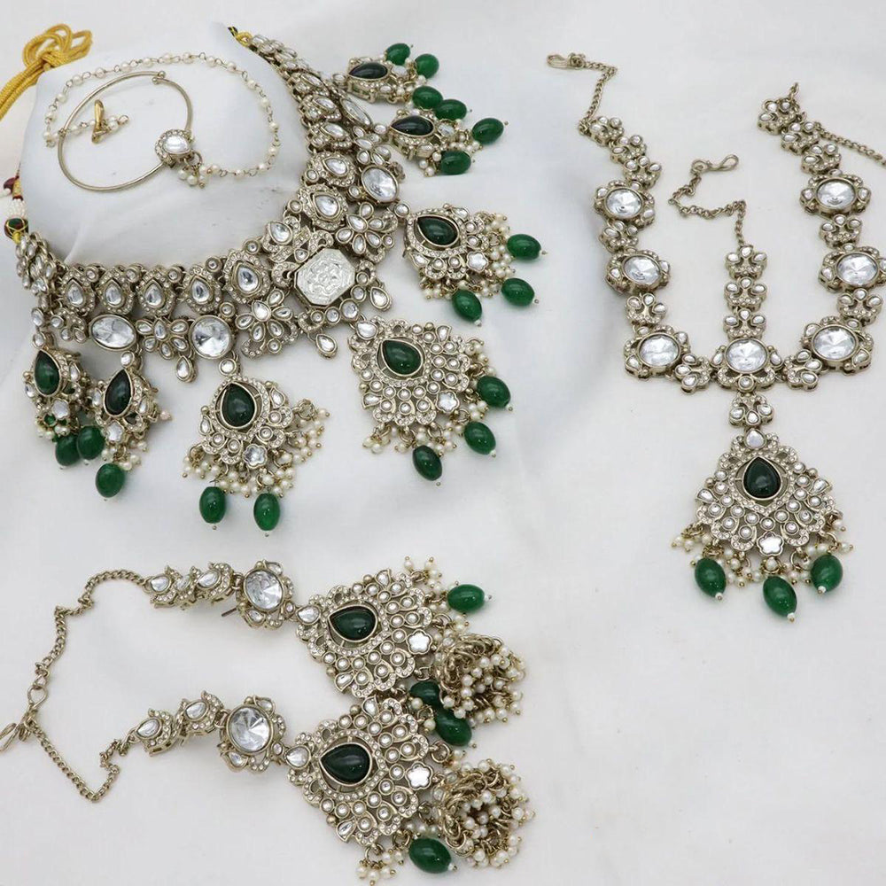 India Art Royal Kundan Stone And Pearl Semi Bridal Necklace set