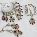 India Art Royal  Pearl Kundan Stone Pearl And Beads Semi Bridal Necklace Set