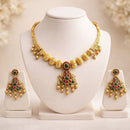India Art Premium  Pota Stone And Pearl Necklace Set