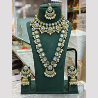 India Art Gold Plated Kundan Stone Meenakari Pearl And Beads Double Necklace Set