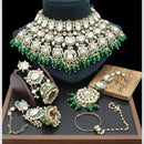 India Art Gold Plated Kundan Stone And Meenakari Semi Bridal Necklace Set