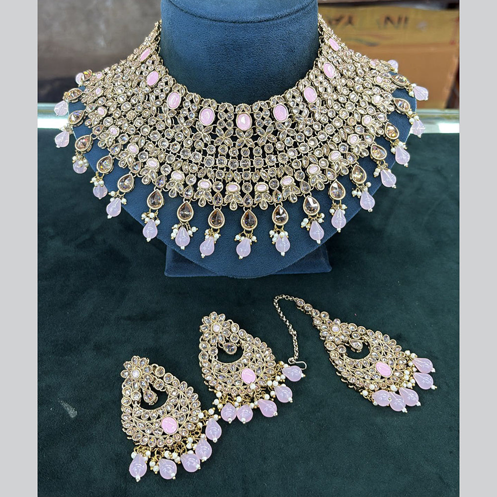 India Art Elegant Crystal Stone And Beads Choker Neckalce Set