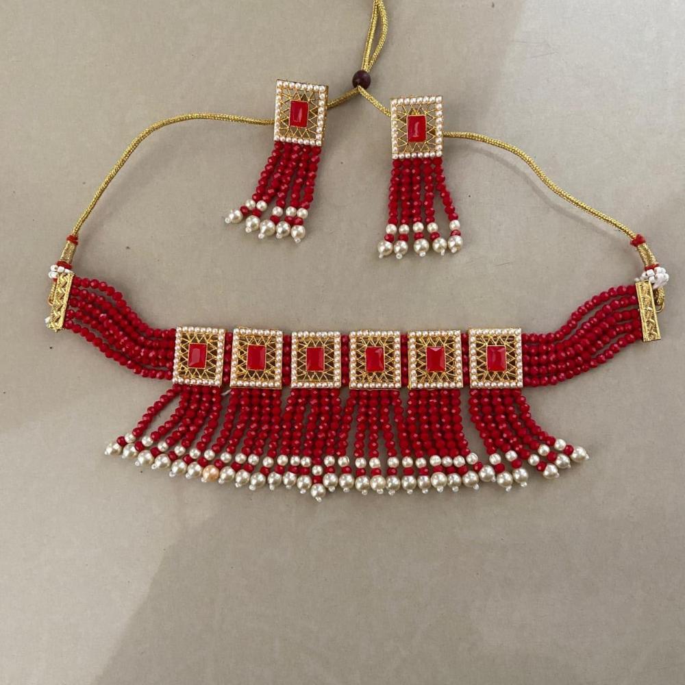 Sai Fashion Elegant Crystal Stone And Beads Choker Necklace Set