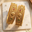 India Art Royal Gold Plated Pota Stone Openable Bangles Set