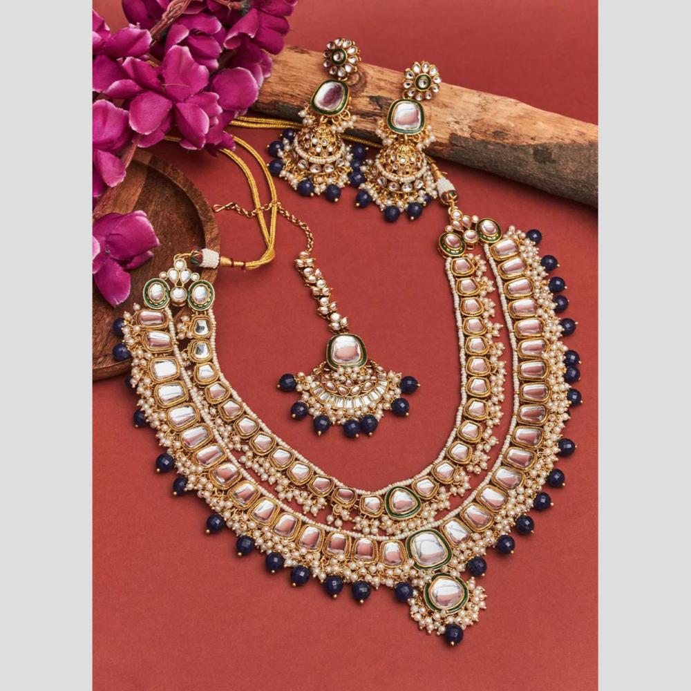 Sai Fashion Elegant Kundan Stone And Beads Necklace Set
