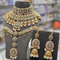 India Art Classic Kundan Stone And Pearl Meenakari Choker Necklace Set for Women
