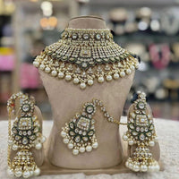 India Art Classic Kundan Stone And Pearl Meenakari Choker Necklace Set for Women