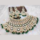 India Art Classic Kundan Stone And Pearl Meenakari Choker Necklace Set for Women