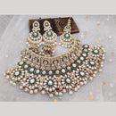 India Art Classic Kundan Stone And Pearl Meenakari Choker Necklace Set for Women